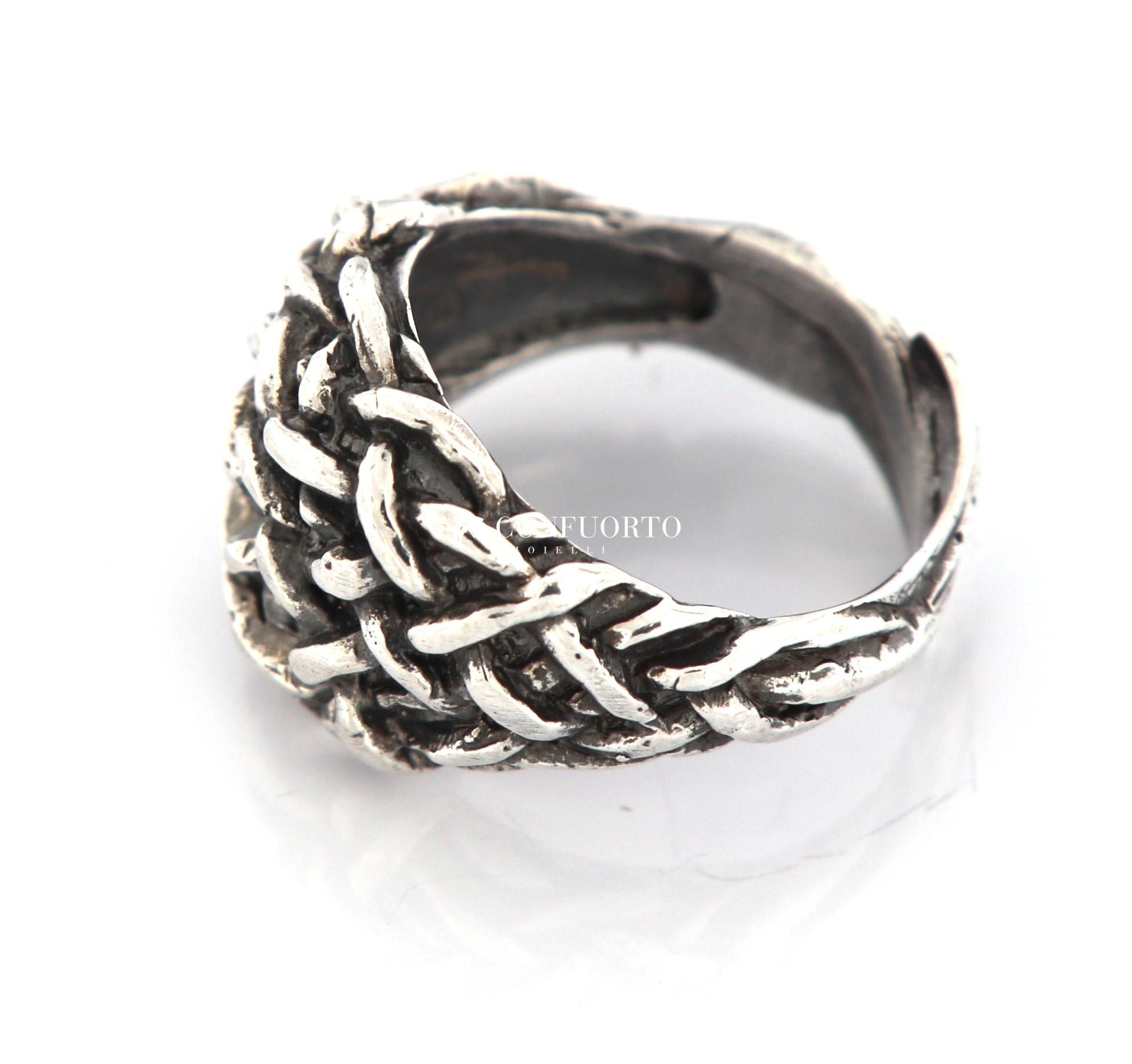 ANELLO INTRECCIO IN ARGENTO 925% BRUNITO