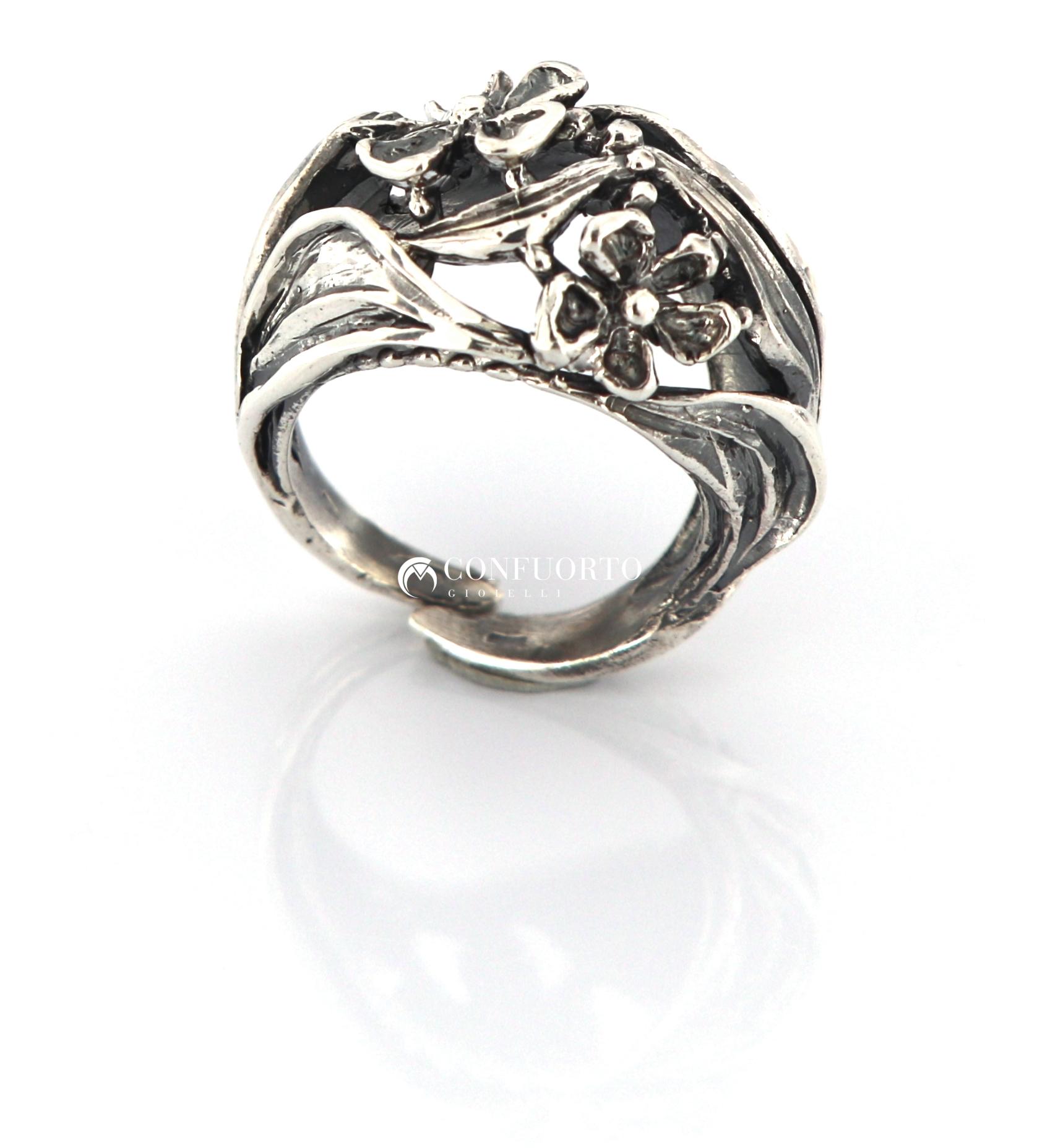 ANELLO DECO' IN ARGENTO 925% BRUNITO