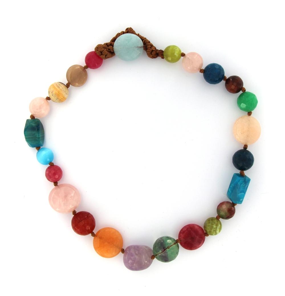 COLLANA 1 FILO MIX PIETRE AGATA,QUARZO