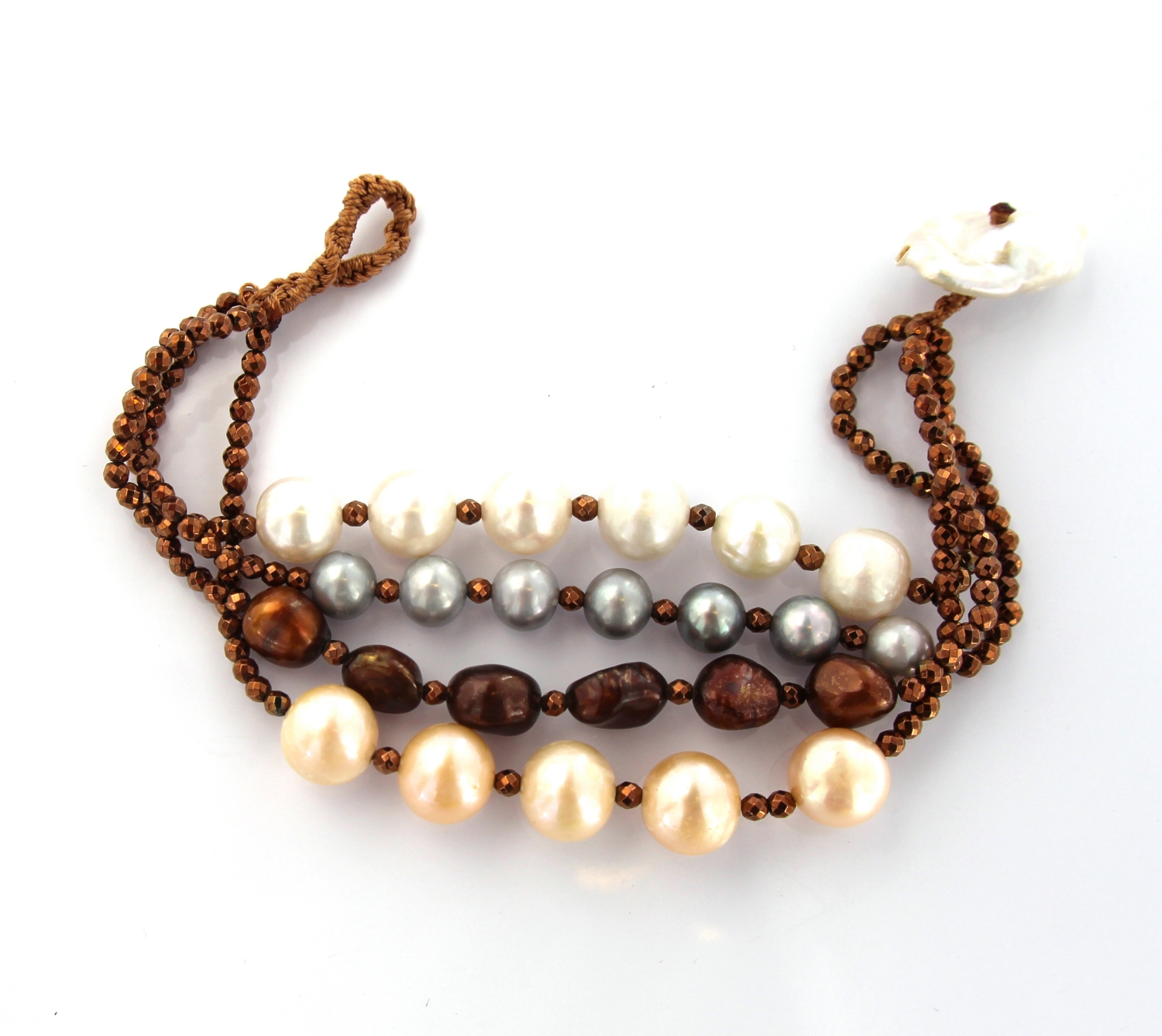BRACCIALE 4 FILI PERLA MISTA E CRISTALLI SWAROVSKY